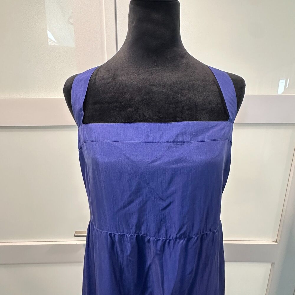 Eileen Fisher Blue Washed Silk Tiered Cross Back Sundress Maxi Dress Size XL - Picture 3 of 8